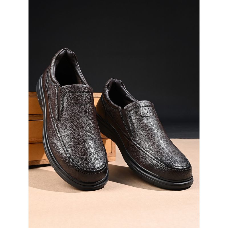 Louis Stitch Brunette Brown Milled Lightweight Slip-On Loafers for Men (UK 8)