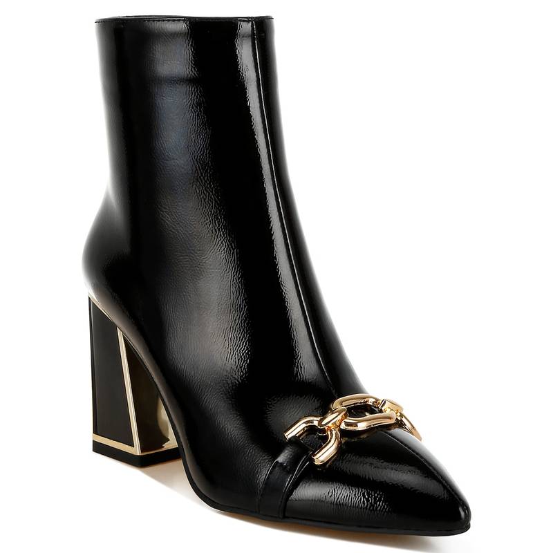 London Rag Black Metallic Chain Detail Boots (UK 3)