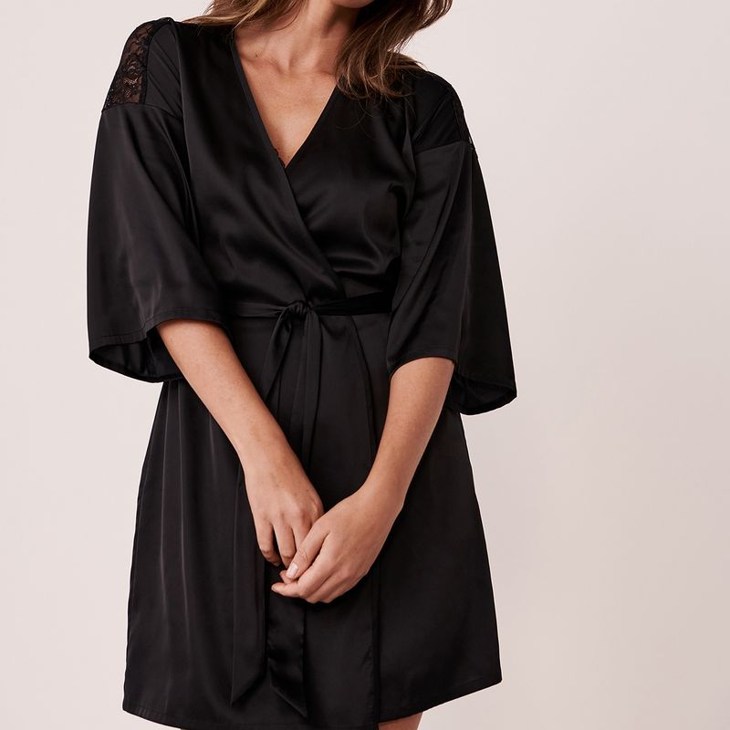 Buy La Vie En Rose Satin and Lace Kimono Online