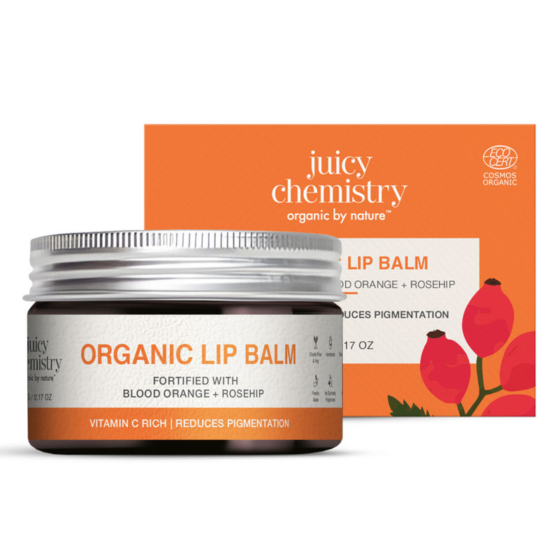 Juicy Chemistry Blood Orange & Rosehip Organic Lip Balm - For Pigmented Lips