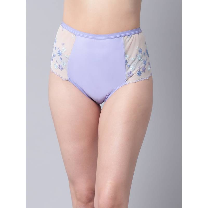 AOBA Women Blue Self Design High Waist Hipster Briefs Panty (L)