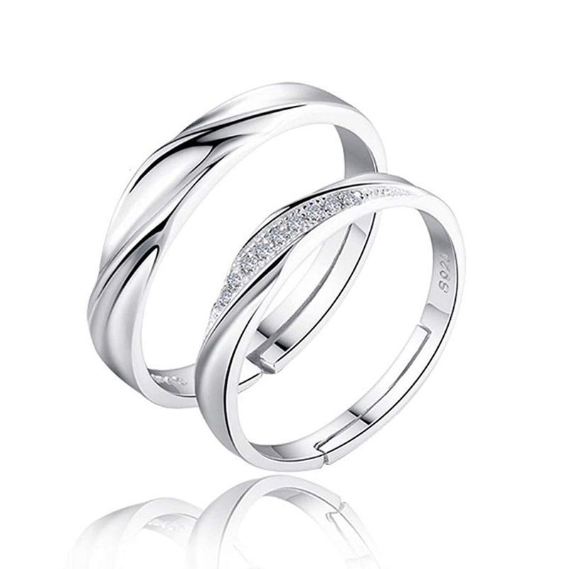 Buy Karatcart Platinum Plated Elegant Adjustable Solitaire Couple