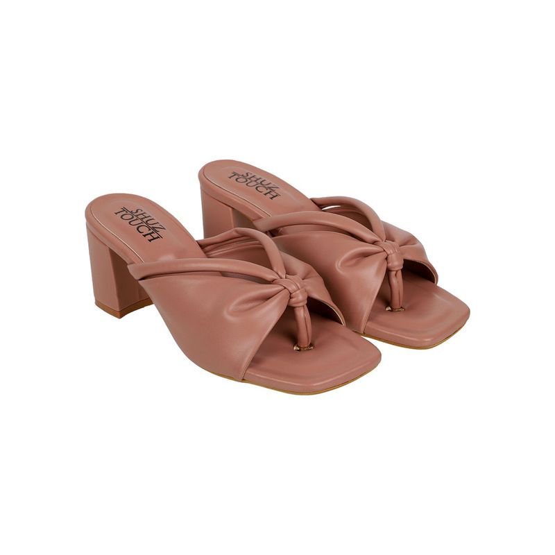SHUZ TOUCH Women Latest Design Open Toe Solid Bermi Heels - Nude (EURO 39)