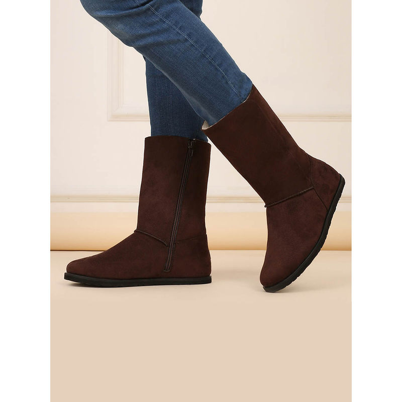 Yoho Wine Slays Mid-Calf Winter Boots with Suede Finish for Women (UK 7)