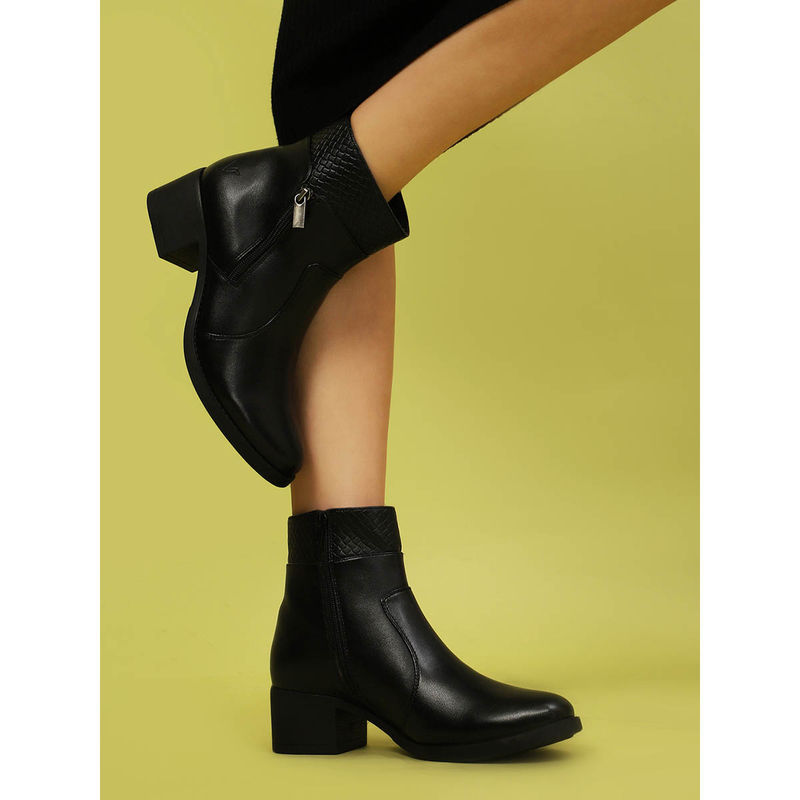 Yoho Brown Slays Ankle Boots with Textured Cuff and Block Heel for Women (UK 3)