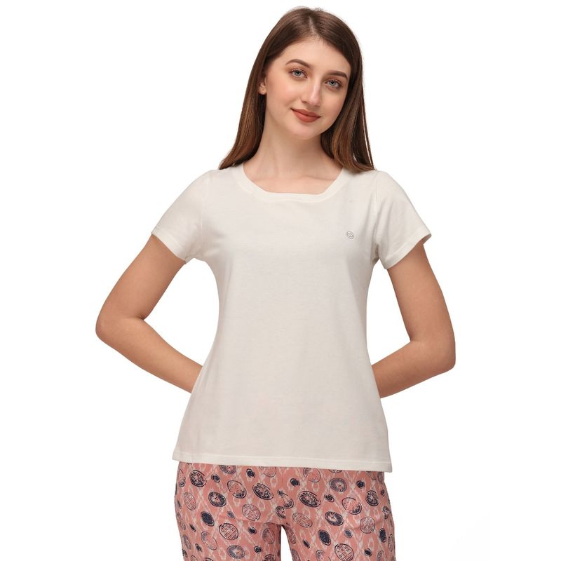 SOIE Women's Soft Cotton Modal Lounge T-Shirt White (XL)