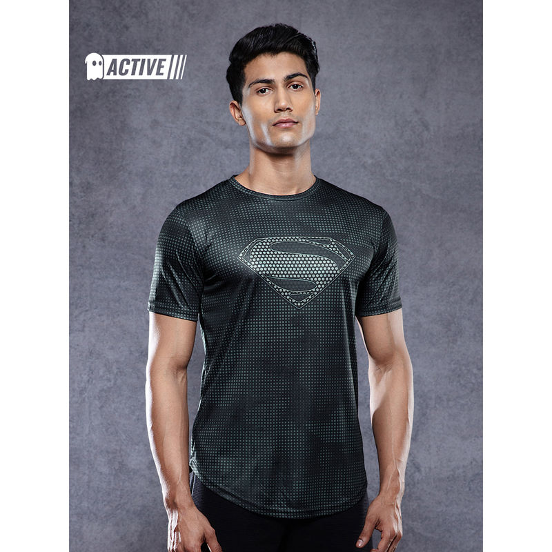 The Souled Store Official Superman Logo Men Performance Essential Drop Cut T-shirt For Mens (M)