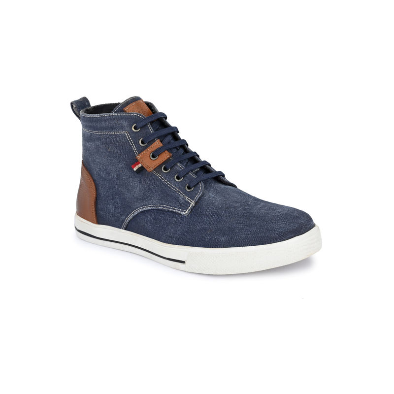 CARLO ROMANO Men Genuine Casual Mid Top Lace Up Canvas Shoes Navy Blue (UK 7)