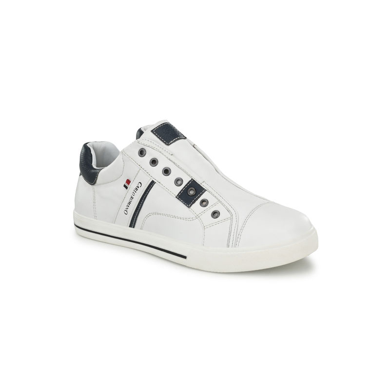 CARLO ROMANO Men Genuine Casual Low Top Slip On Canvas Shoes White (UK 6)