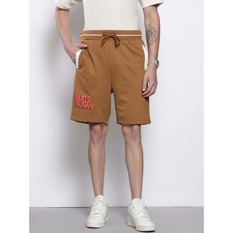 The Indian Garage Co Men Oversized Fit Bugs Bunny Printed Mid-Rise Shorts (38)