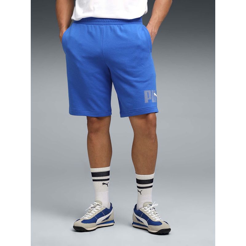 Puma Blue Essentials Logo Lab Men's Cotton Graphic Shorts (L)