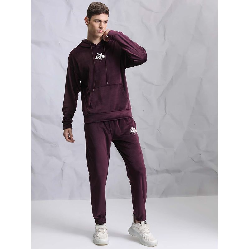 HIGHLANDER Wine Oversized Hooded Sweatshirt with Joggers (Set of 2) (XS)