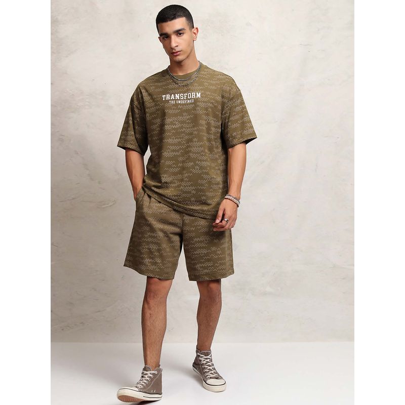 HIGHLANDER Brown Printed T-Shirt and Shorts (Set of 2) (S)