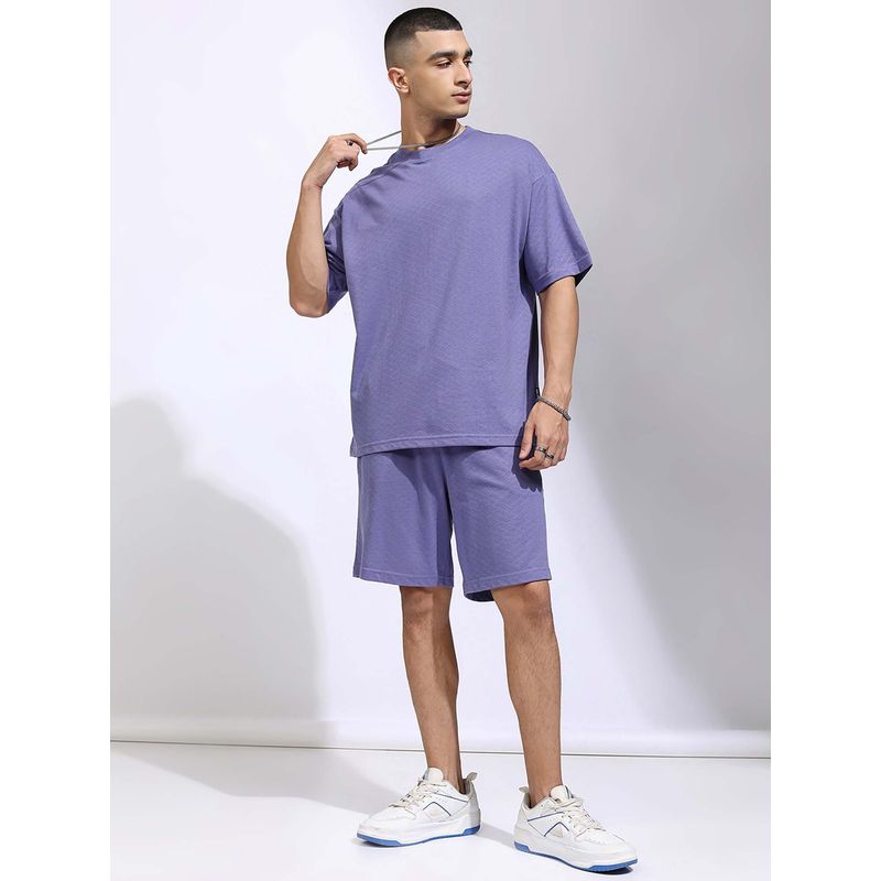HIGHLANDER Purple Oversized T-Shirt with Shorts (Set of 2) (L)
