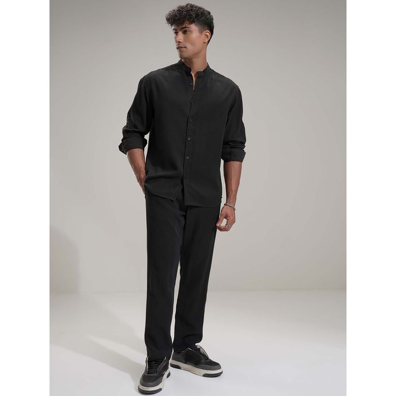 HIGHLANDER Black Solid Shirt with Trousers (Set of 2) (XL)