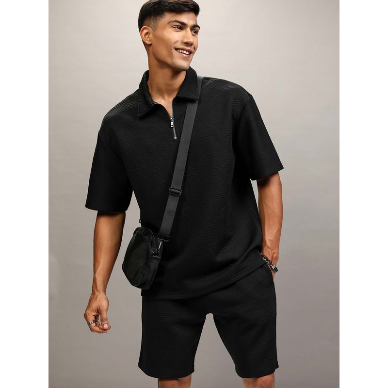 LOCOMOTIVE Premium Men's Oversized Fit Quilted Polo T-Shirt and Shorts (Set of 2) (S)