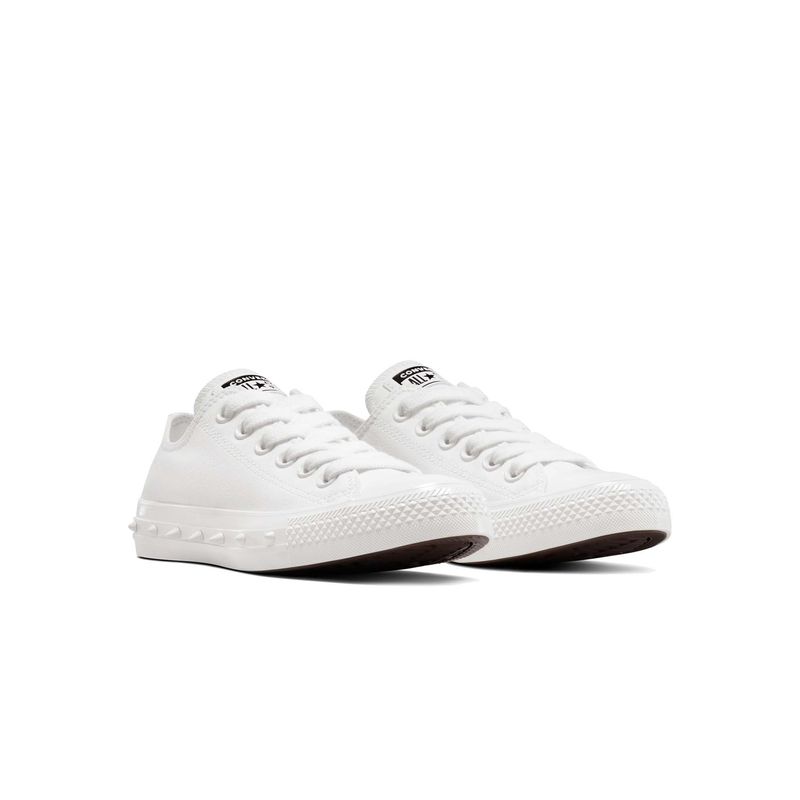 Converse Unisex Chuck Taylor All Star Spikes Low Top White Sneakers (UK 3)