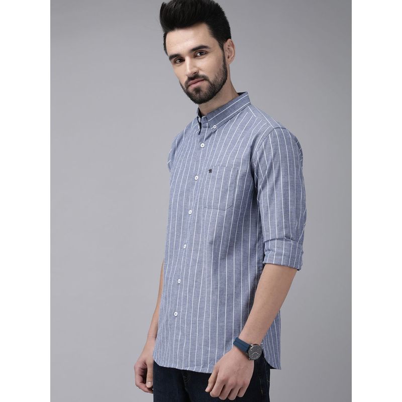 THE BEAR HOUSE Men Striped Button-Down Casual Shirt (M)