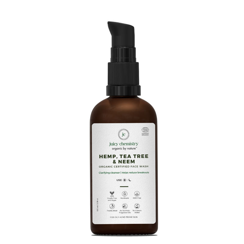 Juicy Chemistry Hemp, Tea Tree & Neem-Organic Face Wash -For Acne Prone & Oily Skin