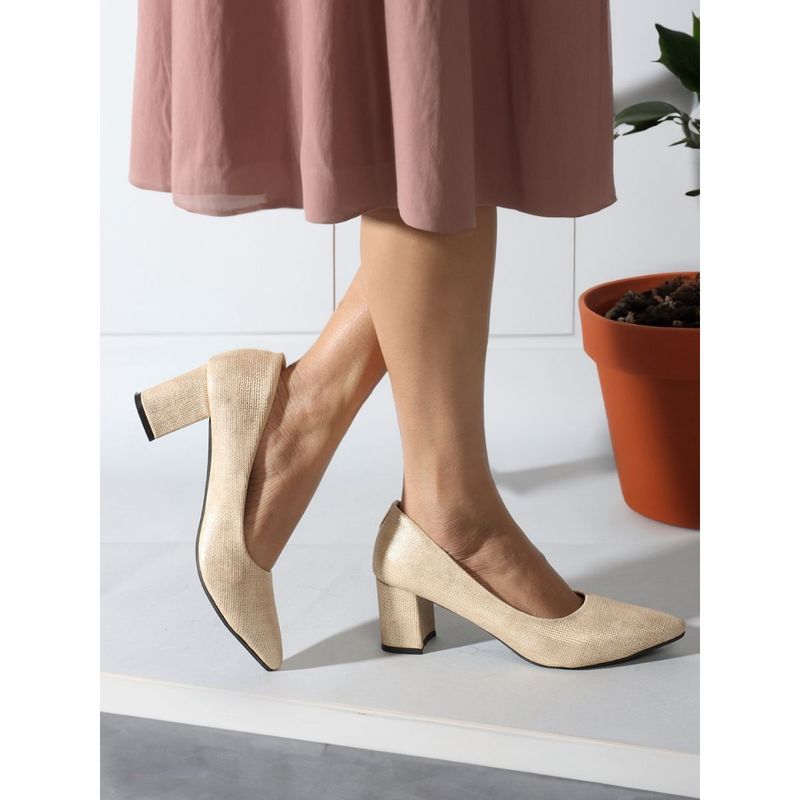 Carlton London Gold Women Block Pumps (EURO 36)