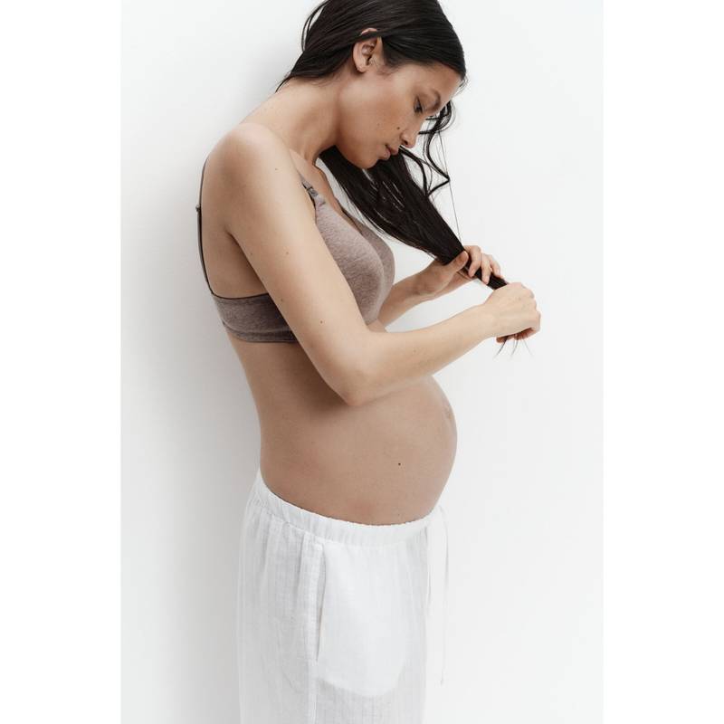 H&M Women Beige MAMA 2-Pack Padded Cotton Nursing Bras (36B)