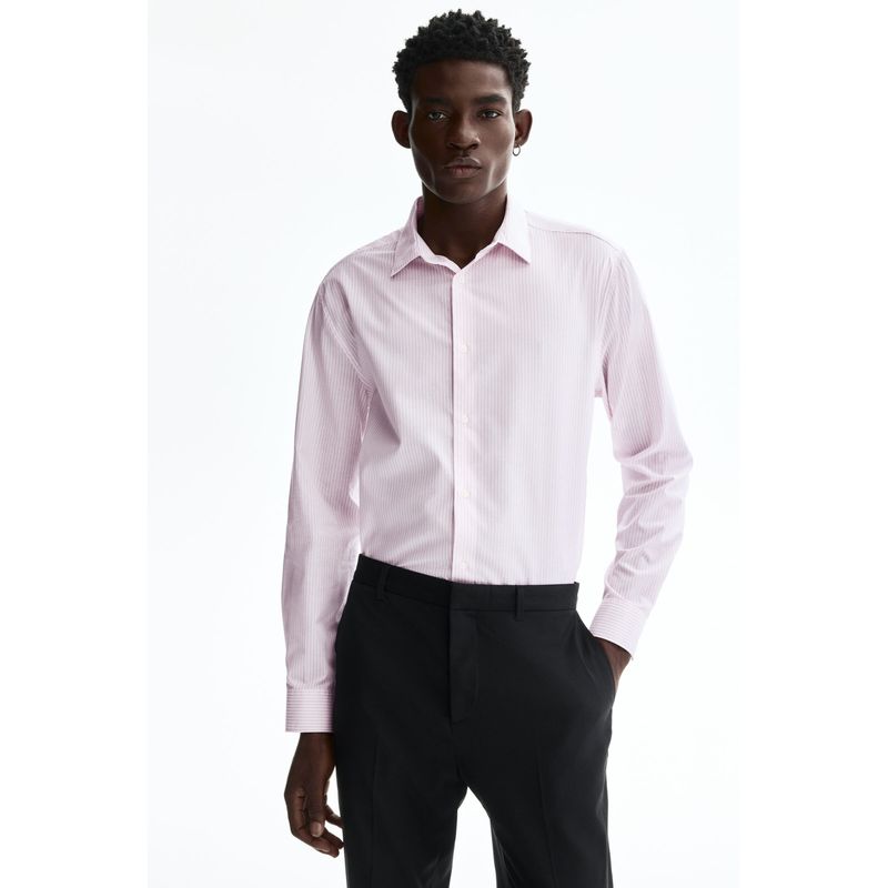 H&M Men Pink Slim Fit Easy-Iron Shirt (S)