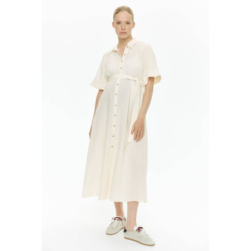 H&M Women Beige MAMA Before & After Shirt Dress (XS)