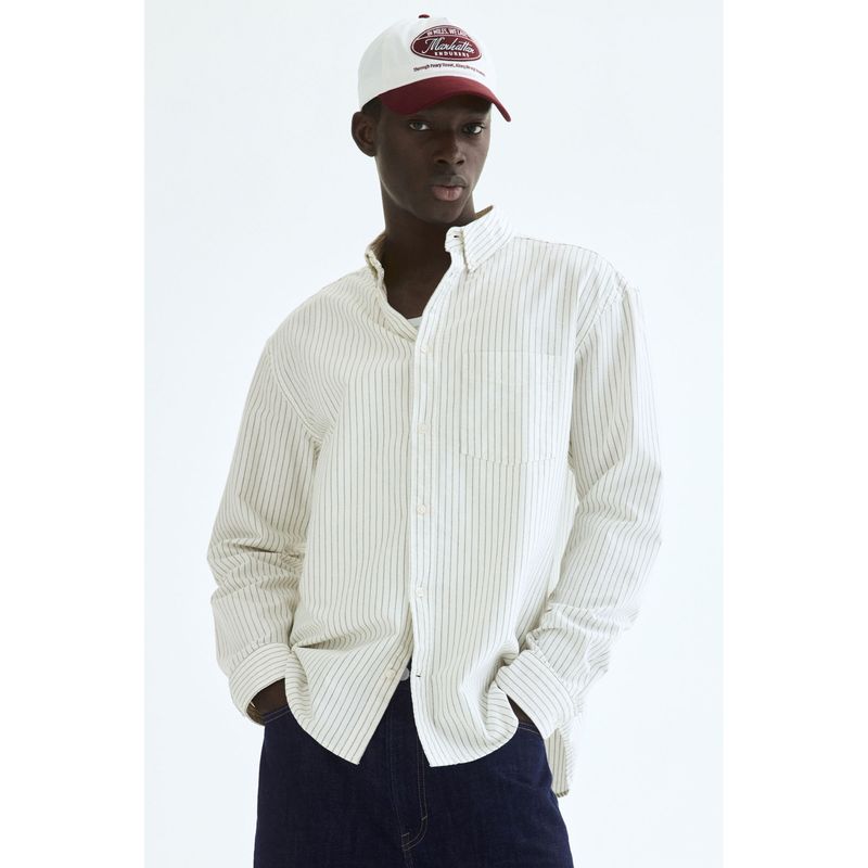 H&M Men White Regular Fit Oxford Shirt (XS)