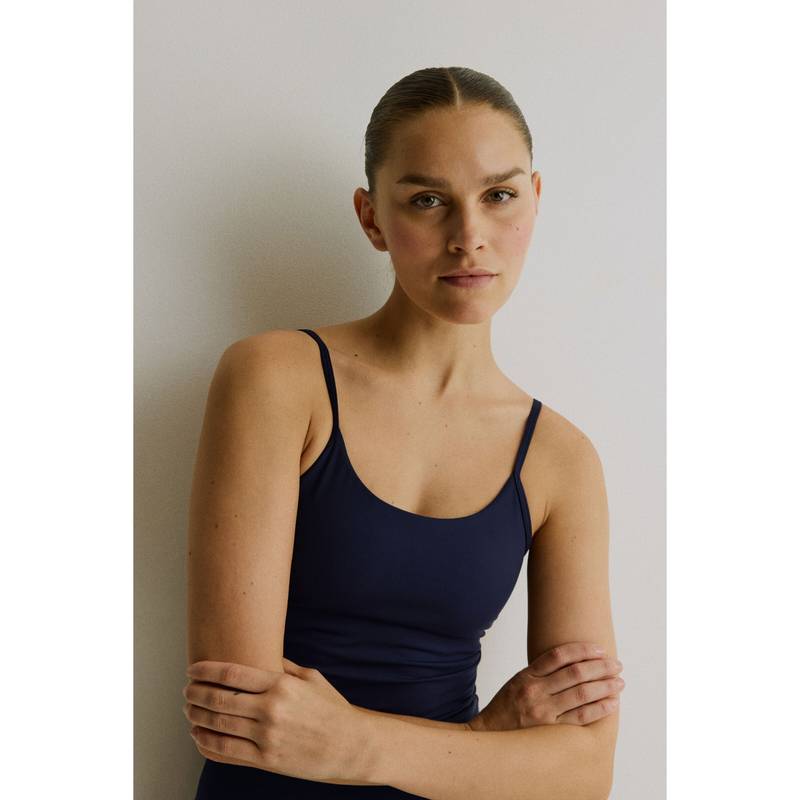 H&M Women Blue Integral-Bra Sports Strappy Top With Softmove (M)