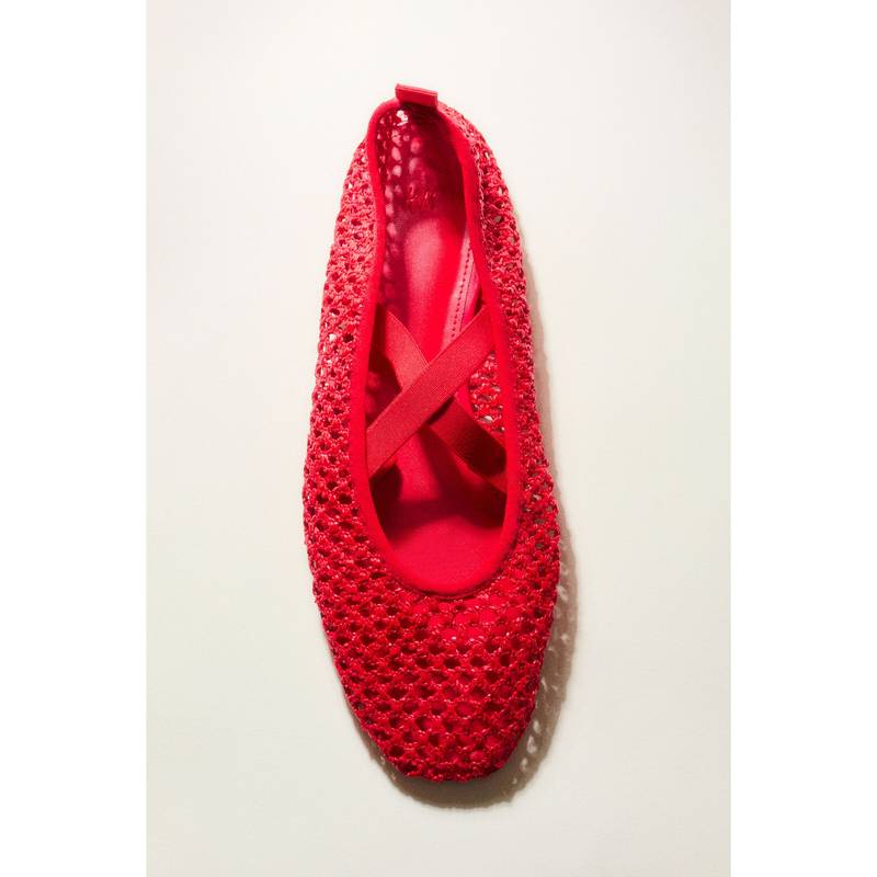 H&M Women Red Braided Ballet Flats (UK 2)
