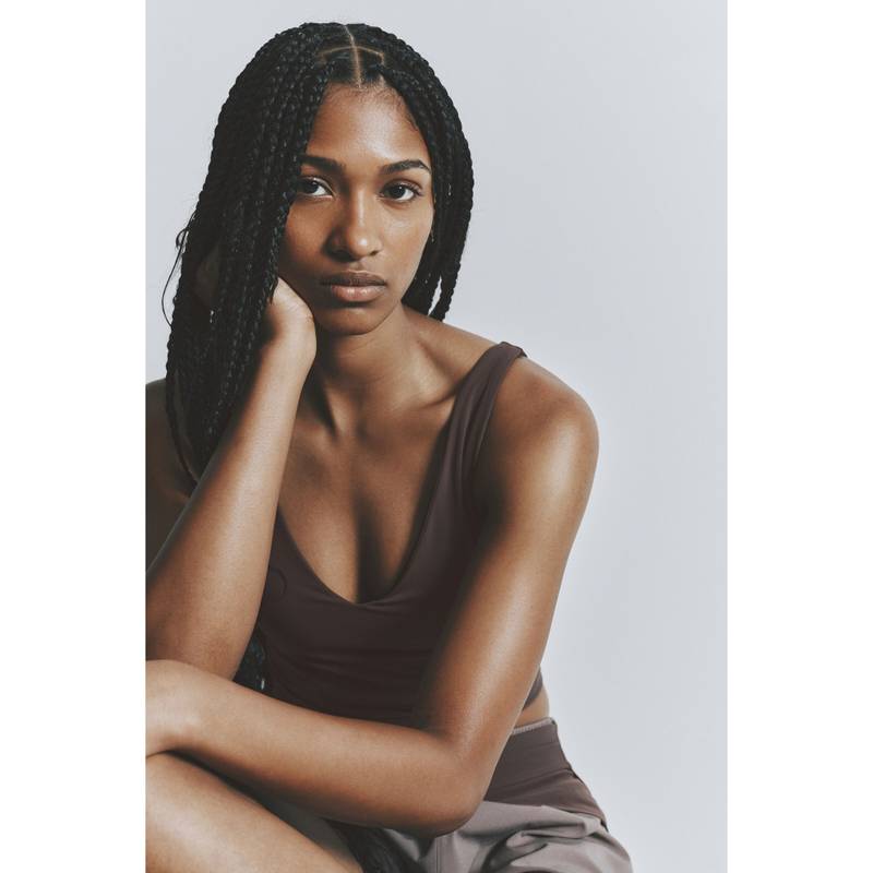 H&M Women Brown Integral-Bra Sports Top With Sculptmove (XS)
