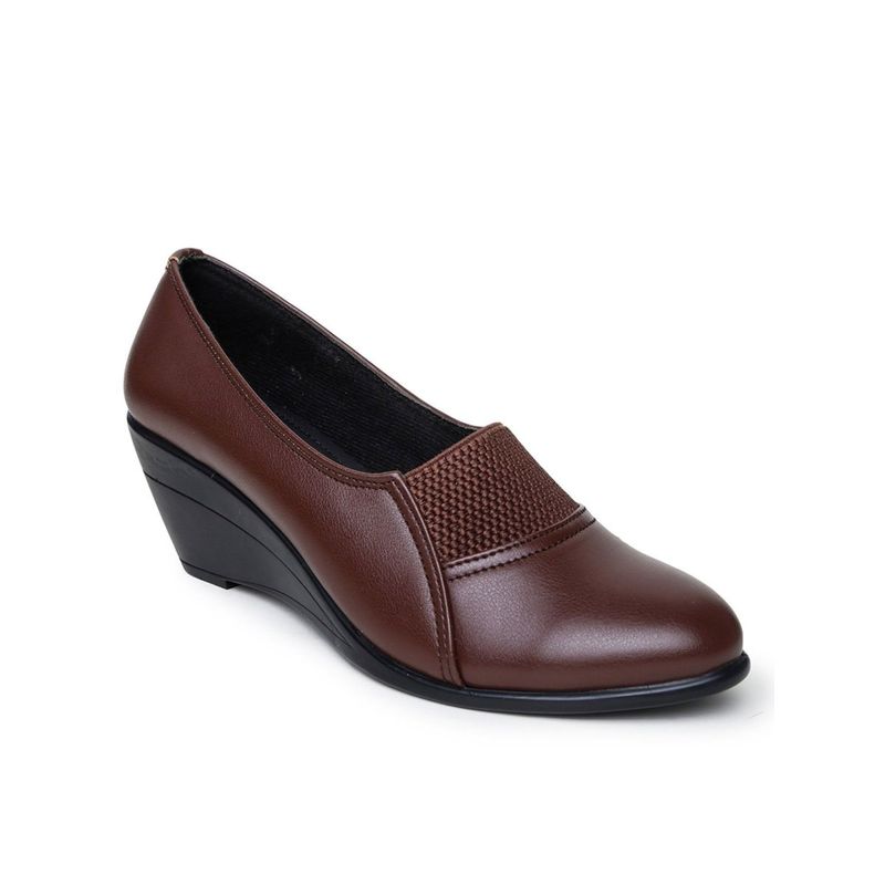 Buy VALIOSAA Solid Brown Wedges Online