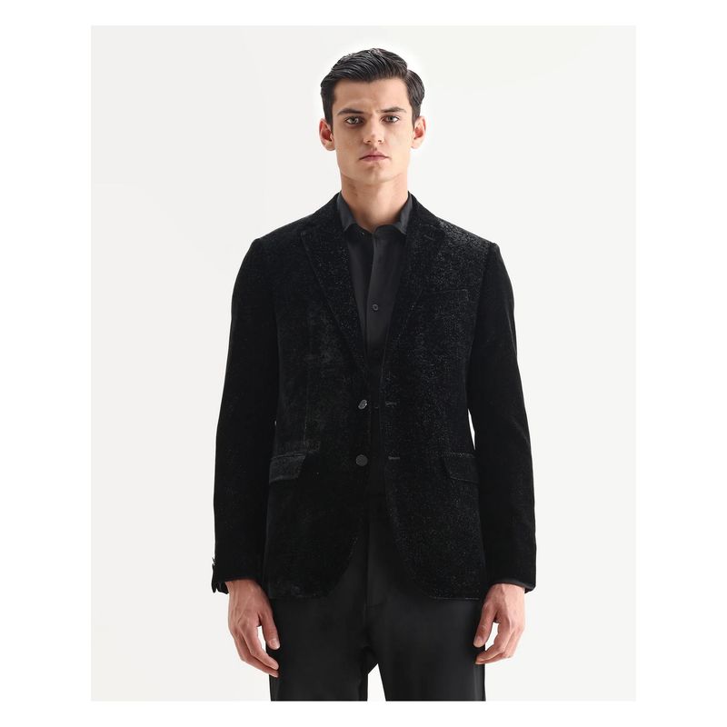 Rare Rabbit Black Premium Mid Winter Club Velvet Blazer (M)