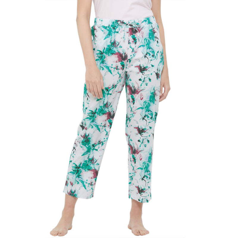 SOIE Women's Botanical Print Pyjama - White (S)