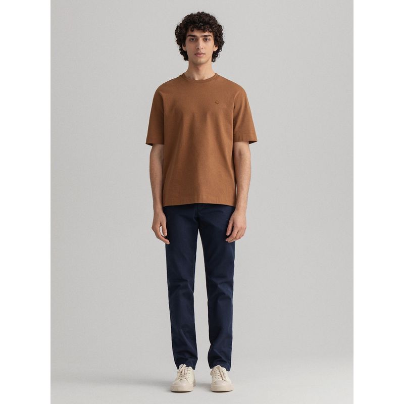 GANT Men Navy Blue Solid Slim Fit Chinos (36)