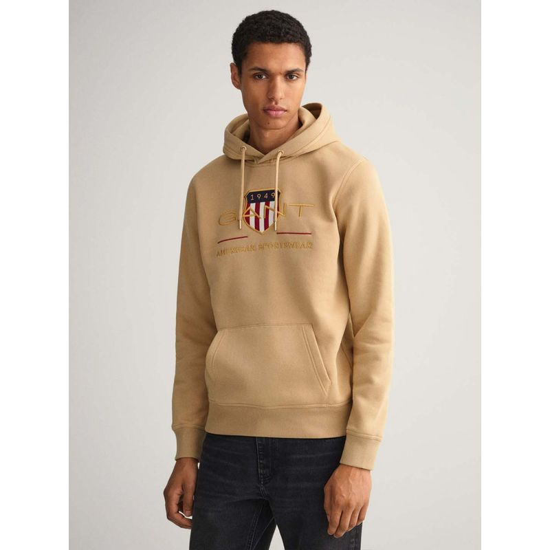GANT Men Beige Solid Regular Fit Sweatshirt (2XL)
