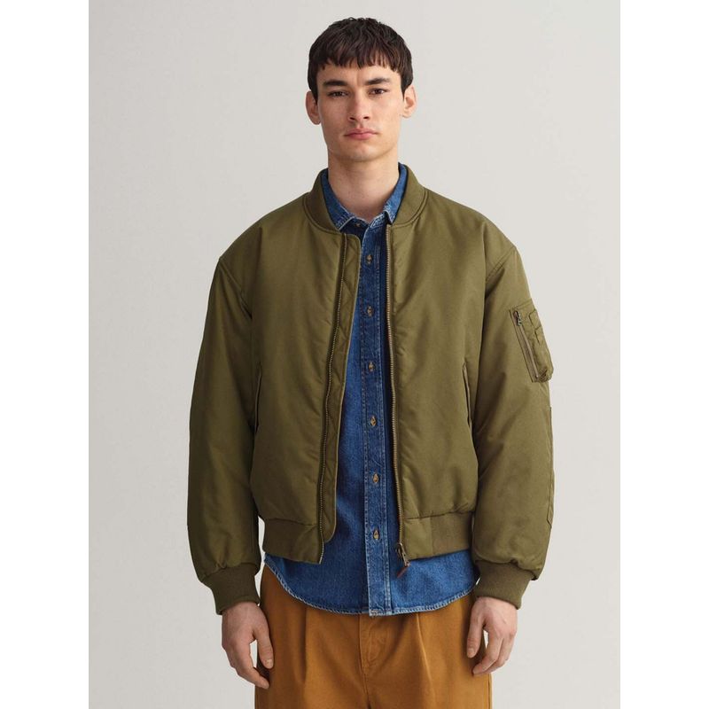 GANT Men Green Solid Regular Fit Jacket (S)