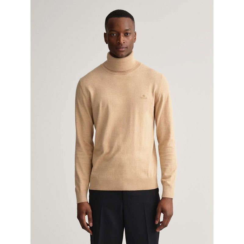 GANT Men Khaki Solid Regular Fit Sweater (S)
