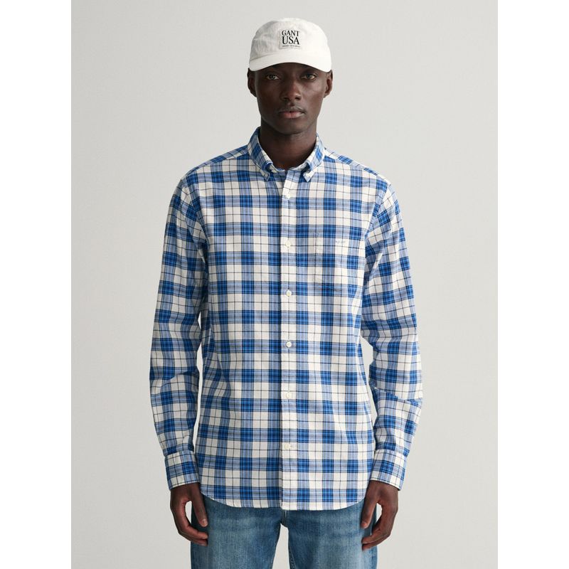 GANT Men Blue Regular Oxford Check Shirt (M)