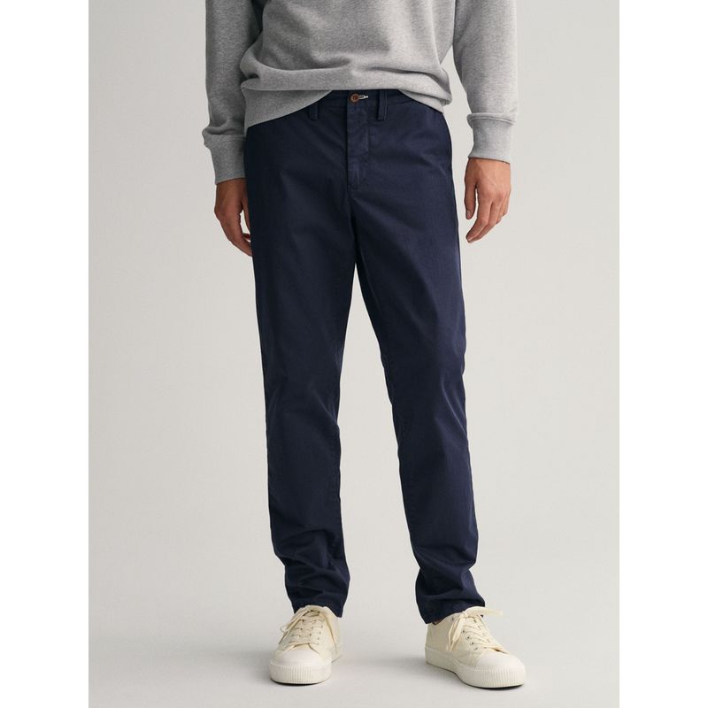 GANT Mens Solid Hallden Navy Twill Chinos (34)