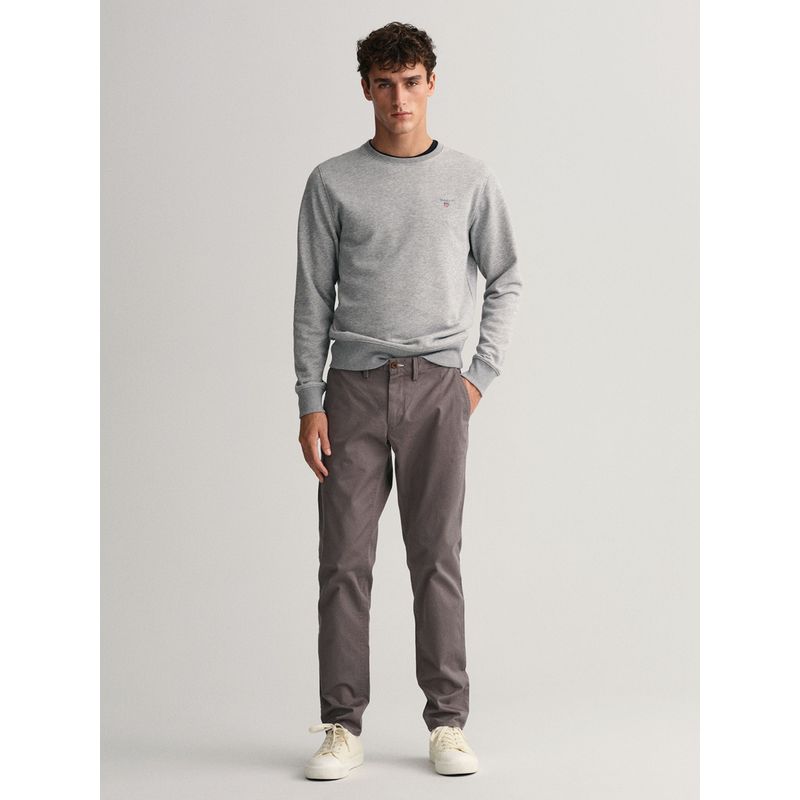 GANT Mens Solid Hallden Grey Twill Chinos (34)
