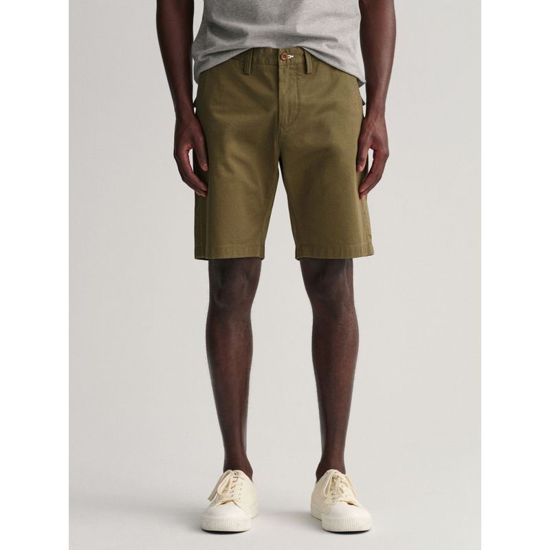 GANT Mens Solid Hallden Green Twill Shorts (30)
