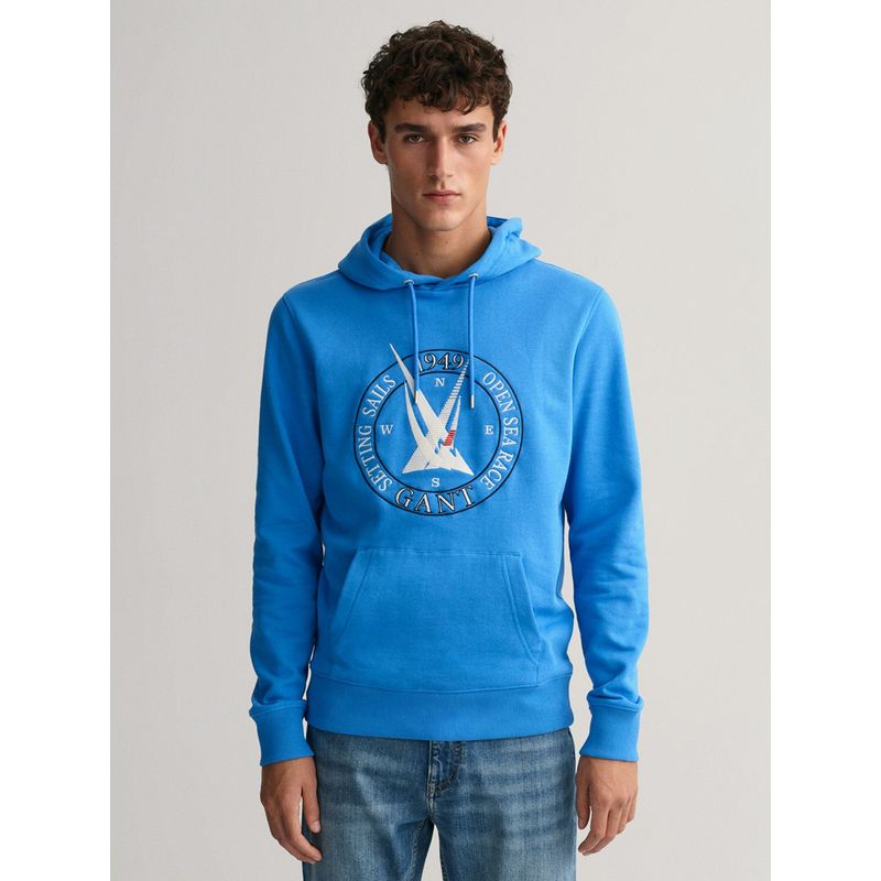 GANT Men Blue Graphic Sail Hoodie Sweatshirt (S)