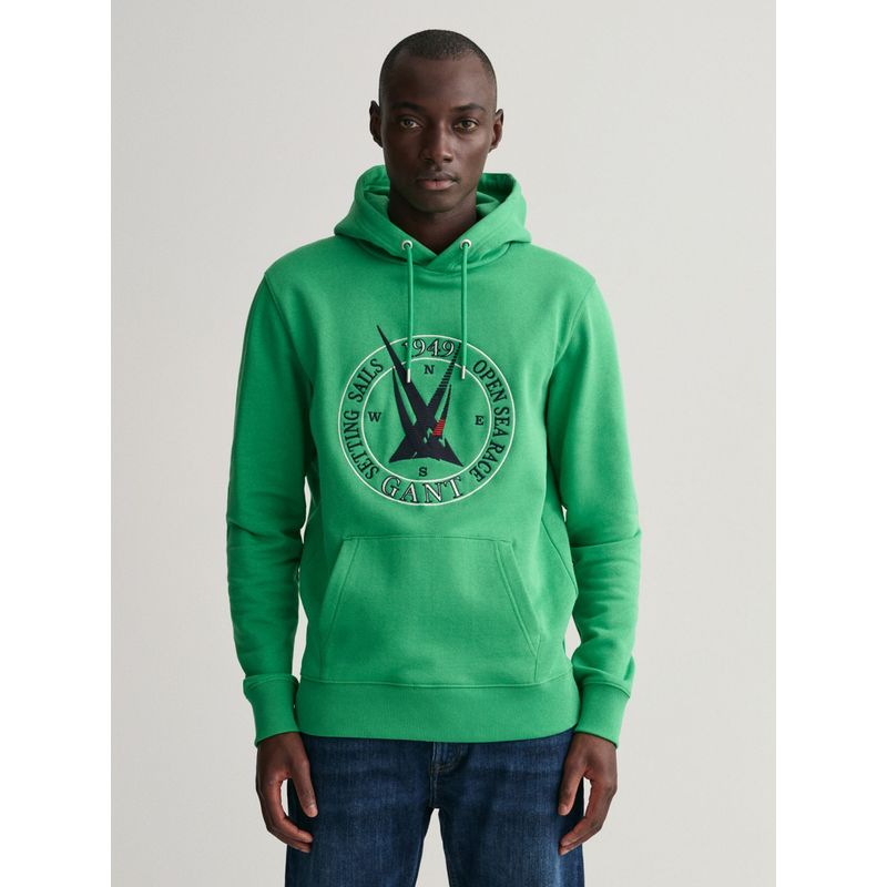 GANT Men Green Graphic Sail Hoodie Sweatshirt (S)