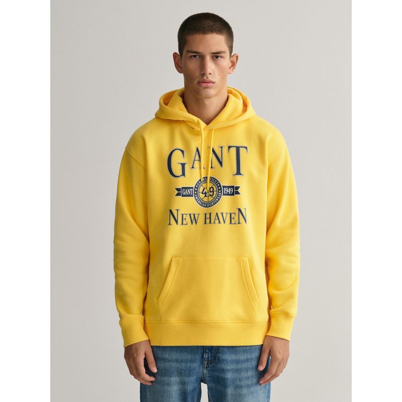 GANT Men Yellow Graphic Retro Crest Hoodie Sweatshirt (S)