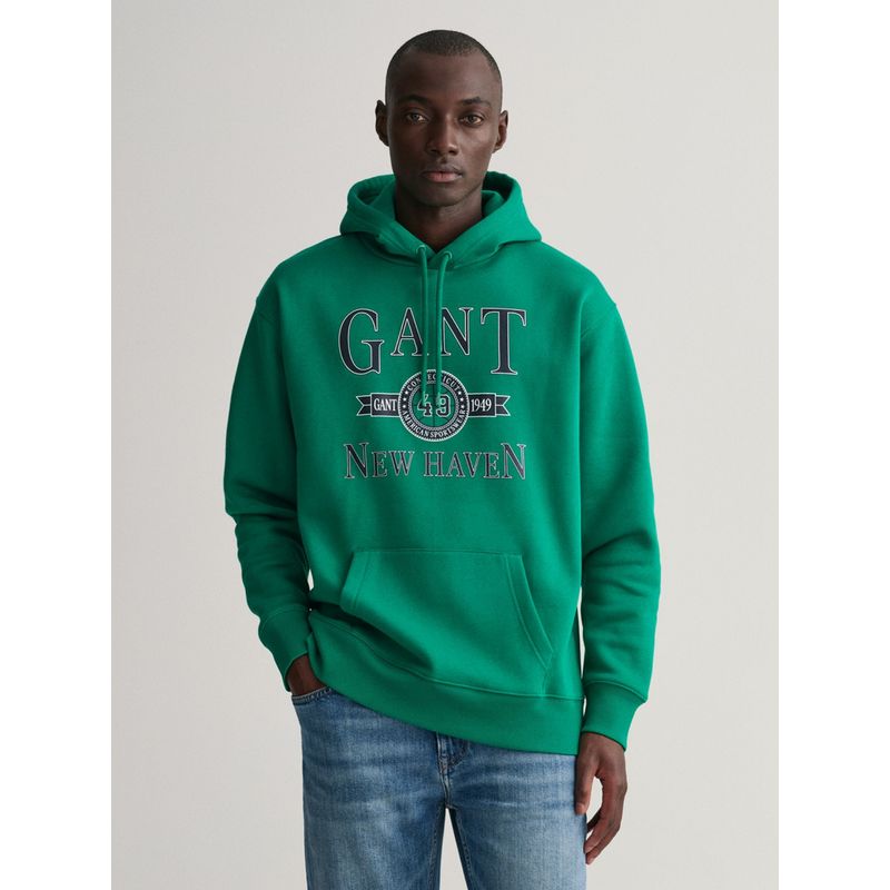 GANT Men Green Graphic Retro Crest Hoodie Sweatshirt (XL)
