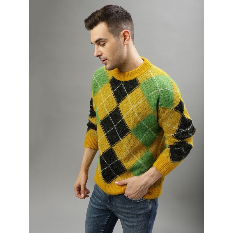 GANT Men Argyle Round Neck Full Sleeves Sweater (L)