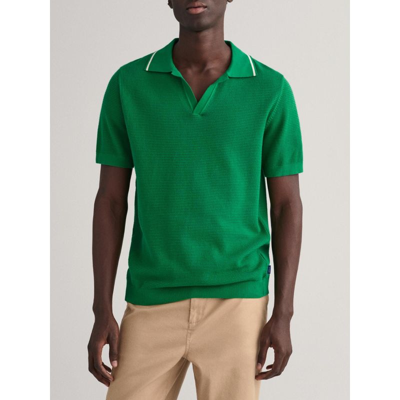 GANT Men Green Solid Half Sleeves Sweater (2XL)