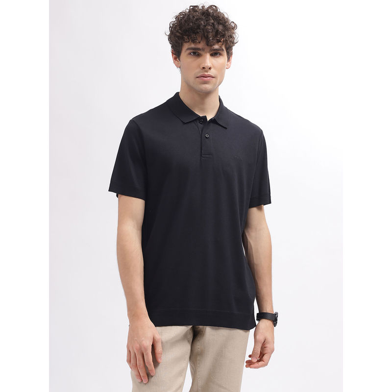 GANT Men Black Solid Polo T-Shirt (S)