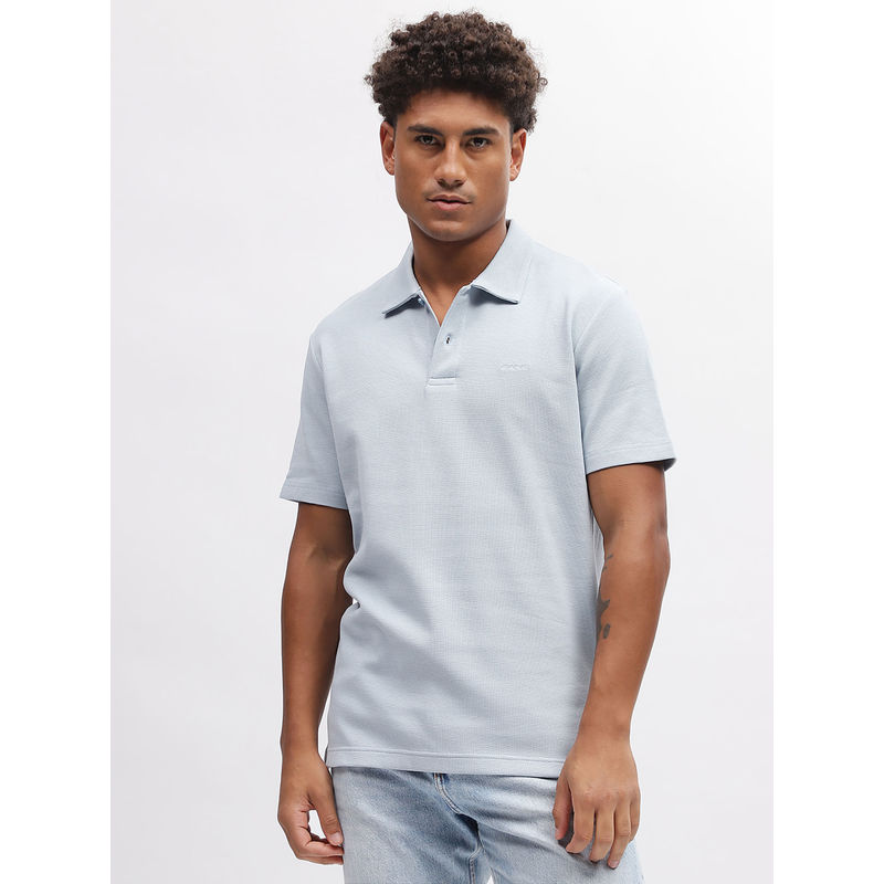 Gant Men Blue Solid Polo Regular fit Collar Short Sleeves Tshirt